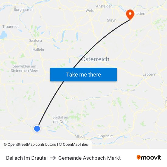 Dellach Im Drautal to Gemeinde Aschbach-Markt map