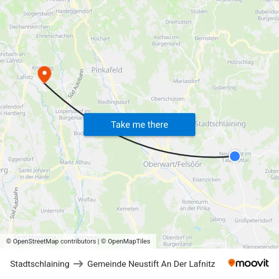 Stadtschlaining to Gemeinde Neustift An Der Lafnitz map