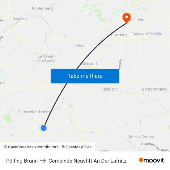 Pölfing-Brunn to Gemeinde Neustift An Der Lafnitz map