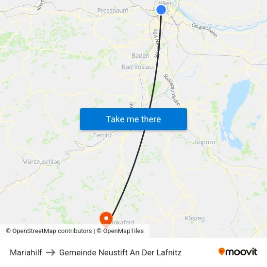 Mariahilf to Gemeinde Neustift An Der Lafnitz map