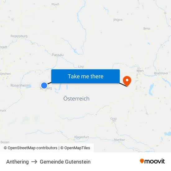 Anthering to Gemeinde Gutenstein map