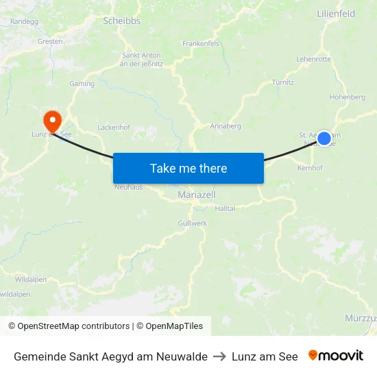 Gemeinde Sankt Aegyd am Neuwalde to Lunz am See map