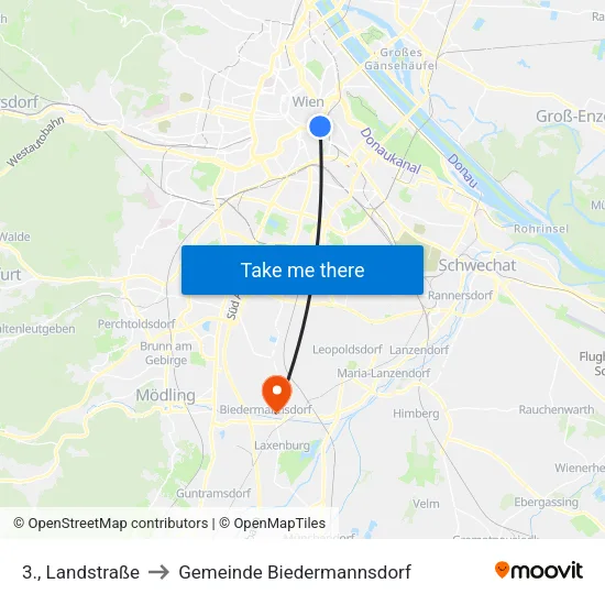 3., Landstraße to Gemeinde Biedermannsdorf map