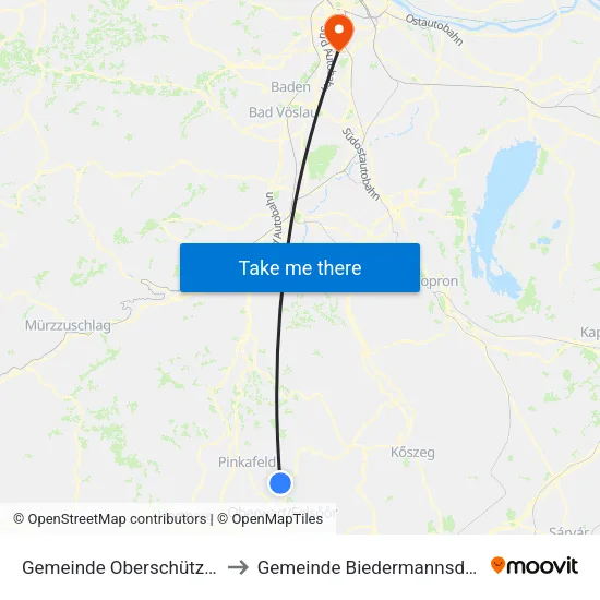 Gemeinde Oberschützen to Gemeinde Biedermannsdorf map