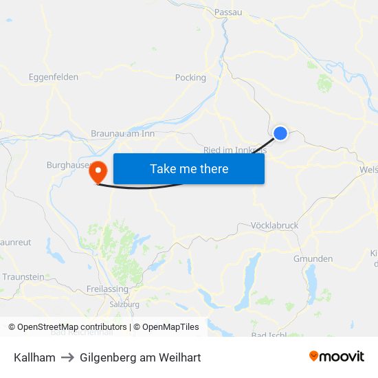 Kallham to Gilgenberg am Weilhart map