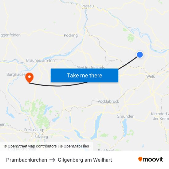 Prambachkirchen to Gilgenberg am Weilhart map