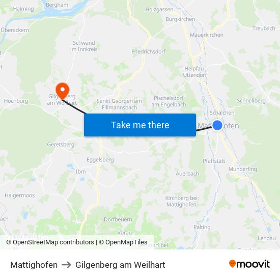 Mattighofen to Gilgenberg am Weilhart map