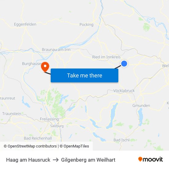 Haag am Hausruck to Gilgenberg am Weilhart map