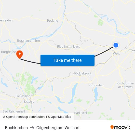 Buchkirchen to Gilgenberg am Weilhart map