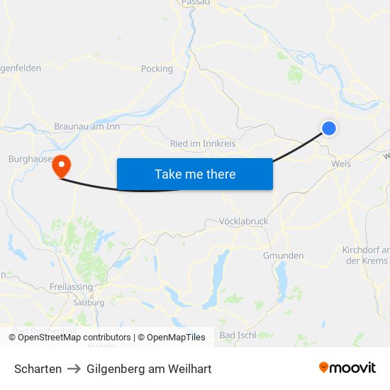 Scharten to Gilgenberg am Weilhart map
