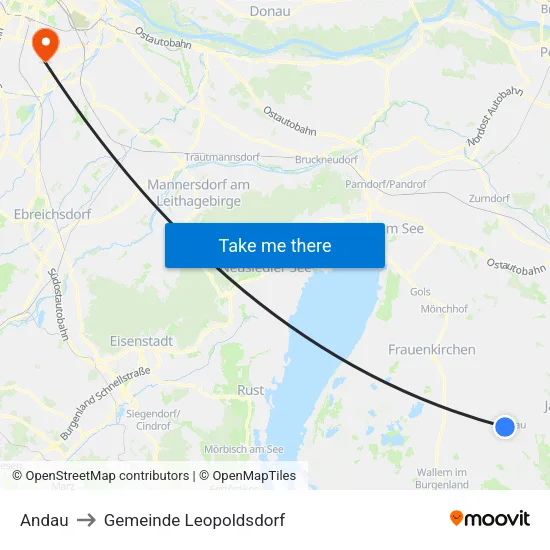 Andau to Gemeinde Leopoldsdorf map