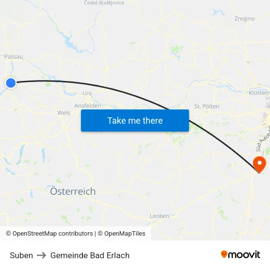Suben to Gemeinde Bad Erlach map