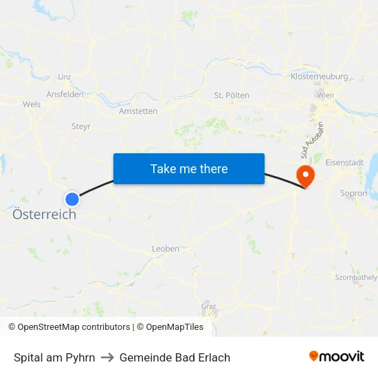 Spital am Pyhrn to Gemeinde Bad Erlach map