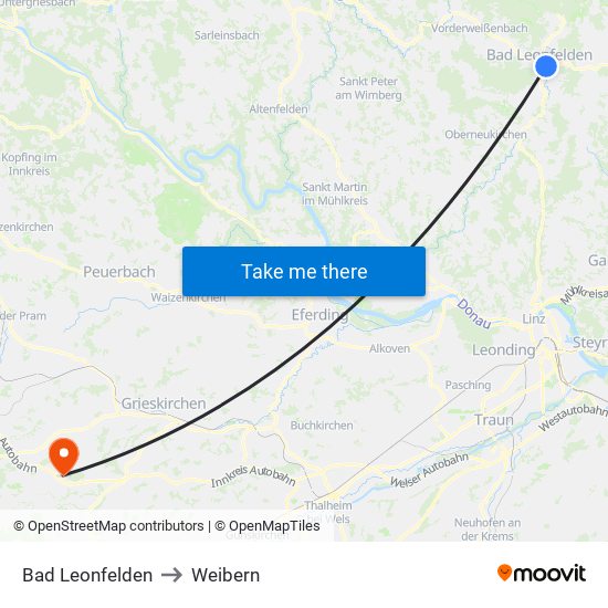 Bad Leonfelden to Weibern map