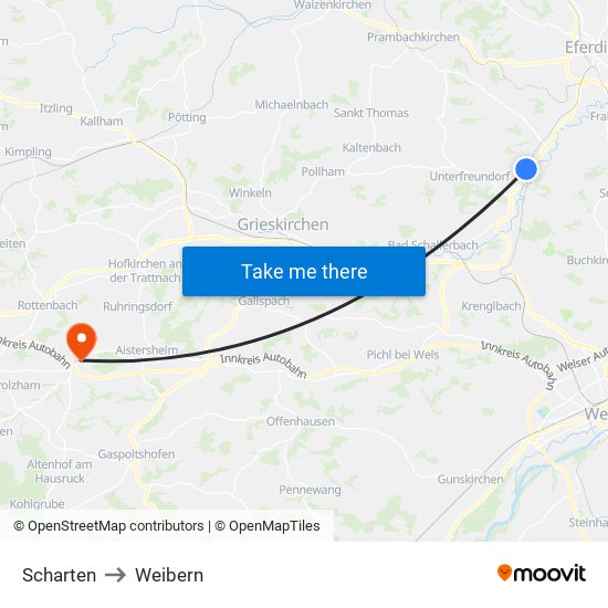 Scharten to Weibern map