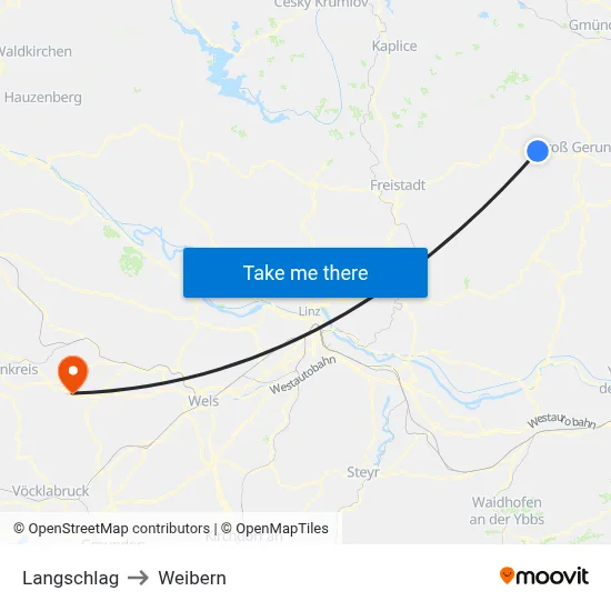 Langschlag to Weibern map
