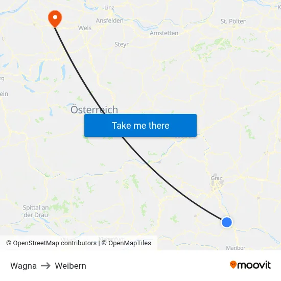 Wagna to Weibern map