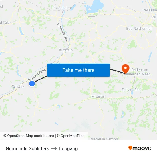 Gemeinde Schlitters to Leogang map