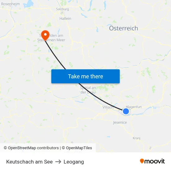 Keutschach am See to Leogang map