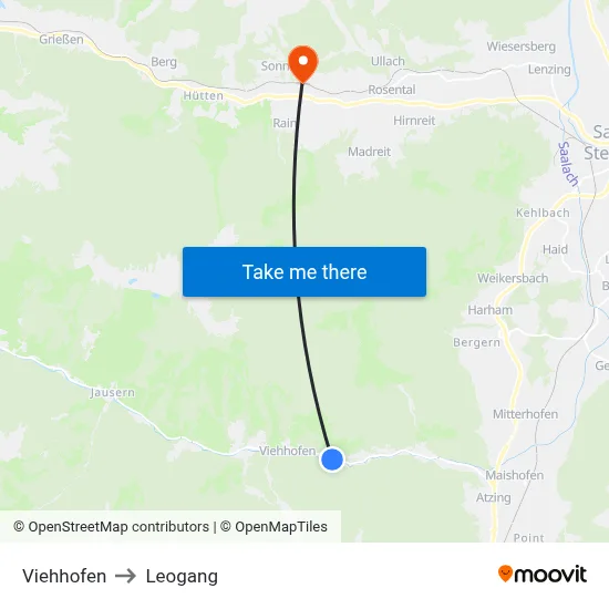 Viehhofen to Leogang map