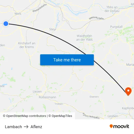 Lambach to Aflenz map