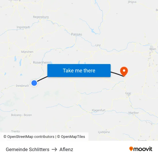 Gemeinde Schlitters to Aflenz map