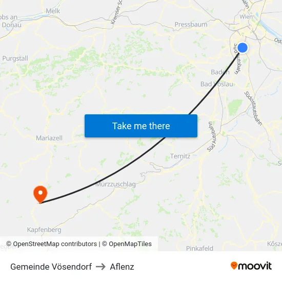 Gemeinde Vösendorf to Aflenz map