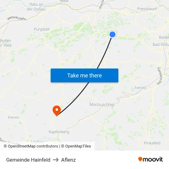 Gemeinde Hainfeld to Aflenz map