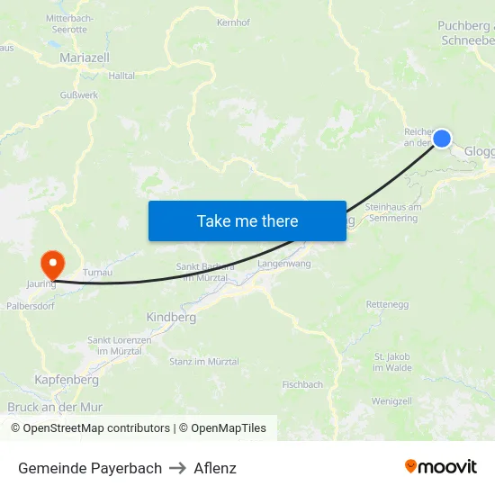 Gemeinde Payerbach to Aflenz map
