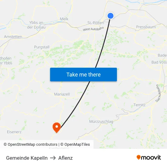Gemeinde Kapelln to Aflenz map