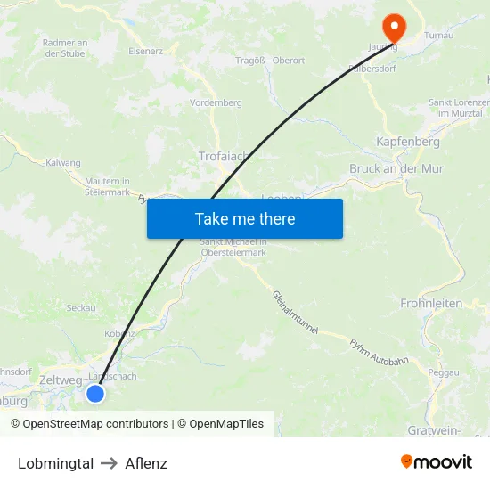 Lobmingtal to Aflenz map