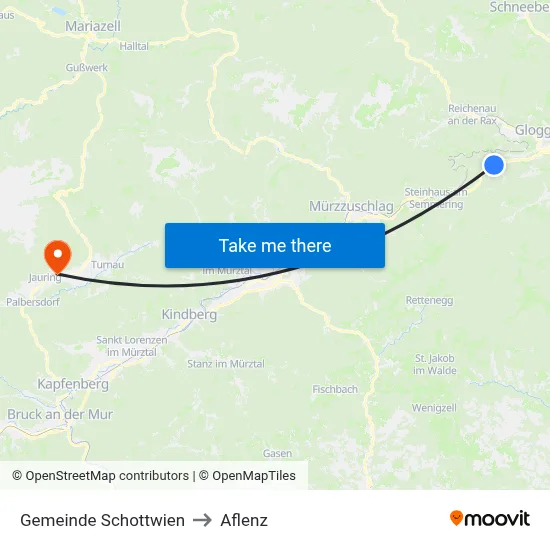 Gemeinde Schottwien to Aflenz map