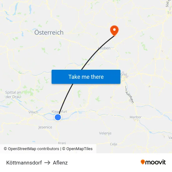 Köttmannsdorf to Aflenz map