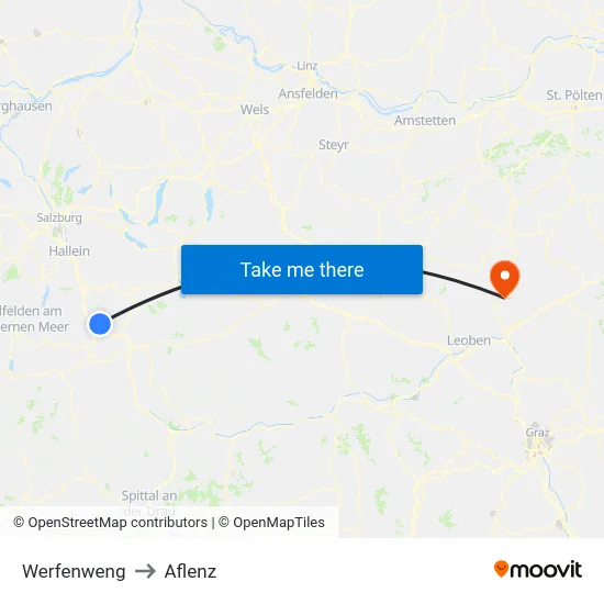 Werfenweng to Aflenz map