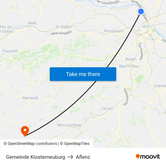 Gemeinde Klosterneuburg to Aflenz map