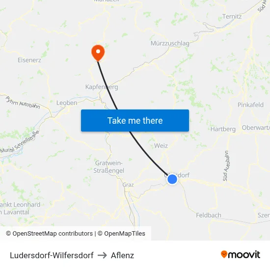 Ludersdorf-Wilfersdorf to Aflenz map