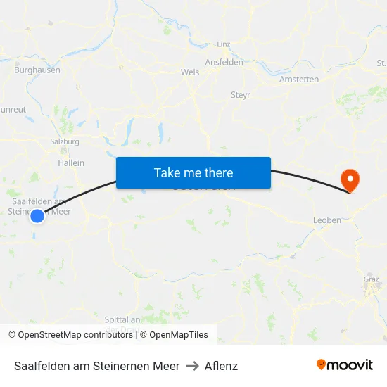 Saalfelden am Steinernen Meer to Aflenz map