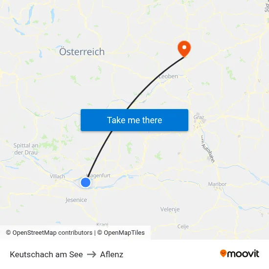Keutschach am See to Aflenz map