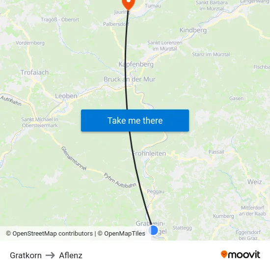 Gratkorn to Aflenz map