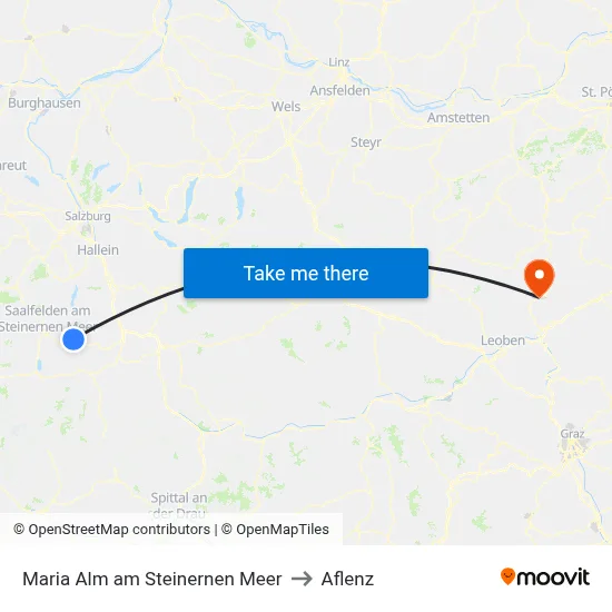 Maria Alm am Steinernen Meer to Aflenz map