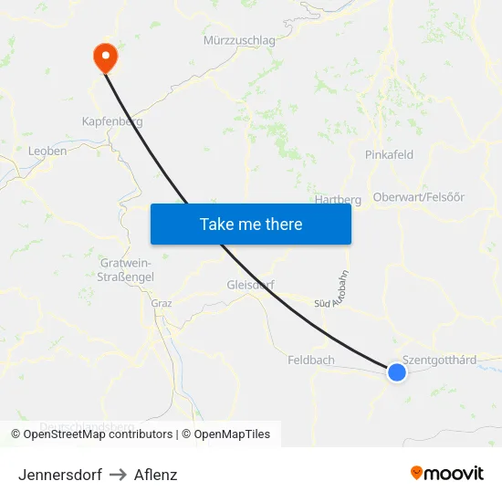 Jennersdorf to Aflenz map