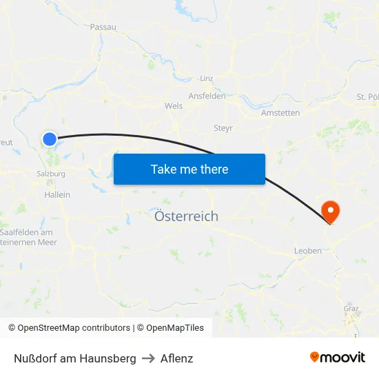 Nußdorf am Haunsberg to Aflenz map