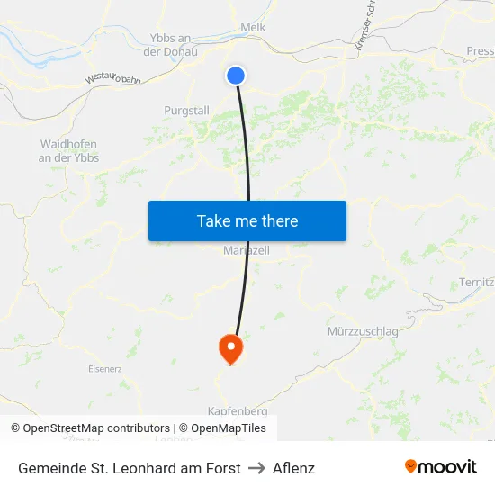 Gemeinde St. Leonhard am Forst to Aflenz map