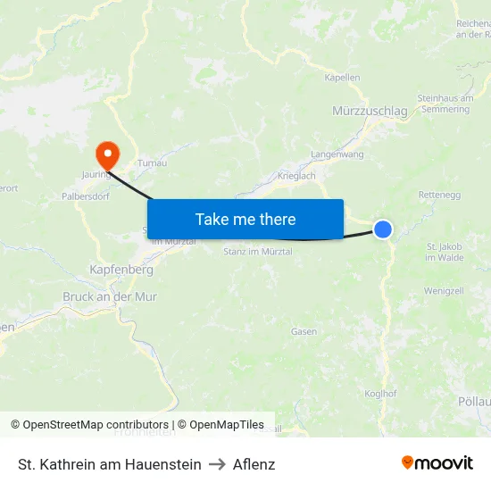 St. Kathrein am Hauenstein to Aflenz map