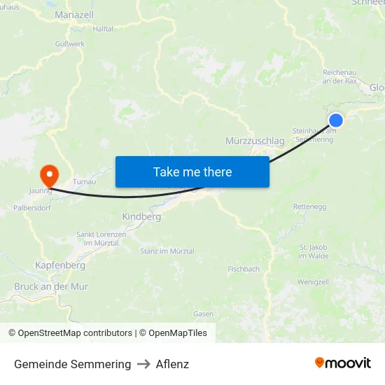 Gemeinde Semmering to Aflenz map