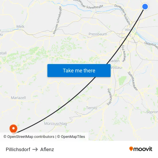 Pillichsdorf to Aflenz map