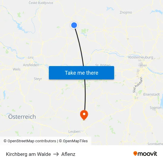 Kirchberg am Walde to Aflenz map