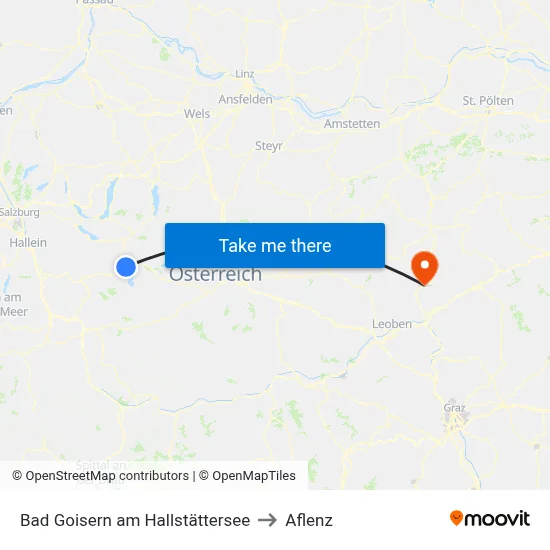 Bad Goisern am Hallstättersee to Aflenz map