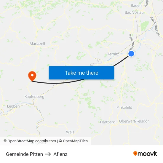 Gemeinde Pitten to Aflenz map