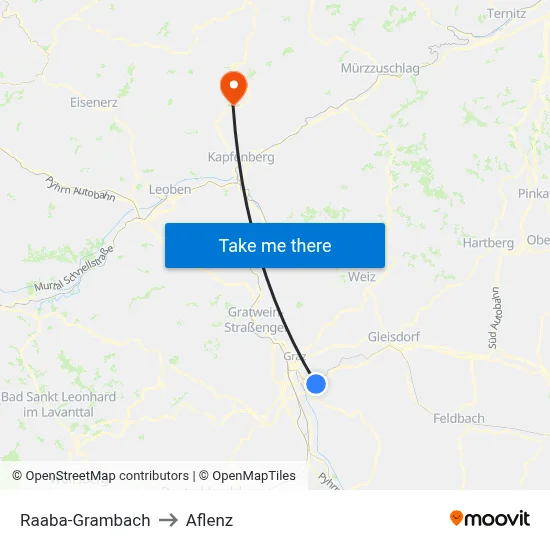 Raaba-Grambach to Aflenz map